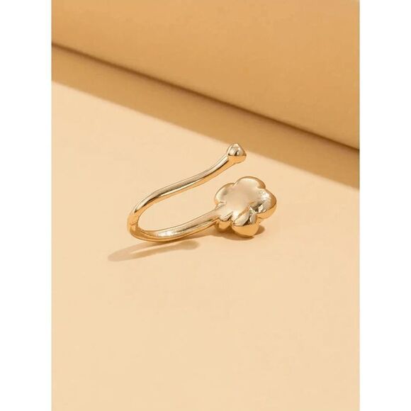 Gold Rose Nose Ring Cuff - Picture 3 of 5